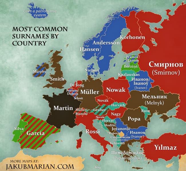 Ezek a leggyakoribb vezetéknevek Európában – Szlovákiában magyar név áll az élen