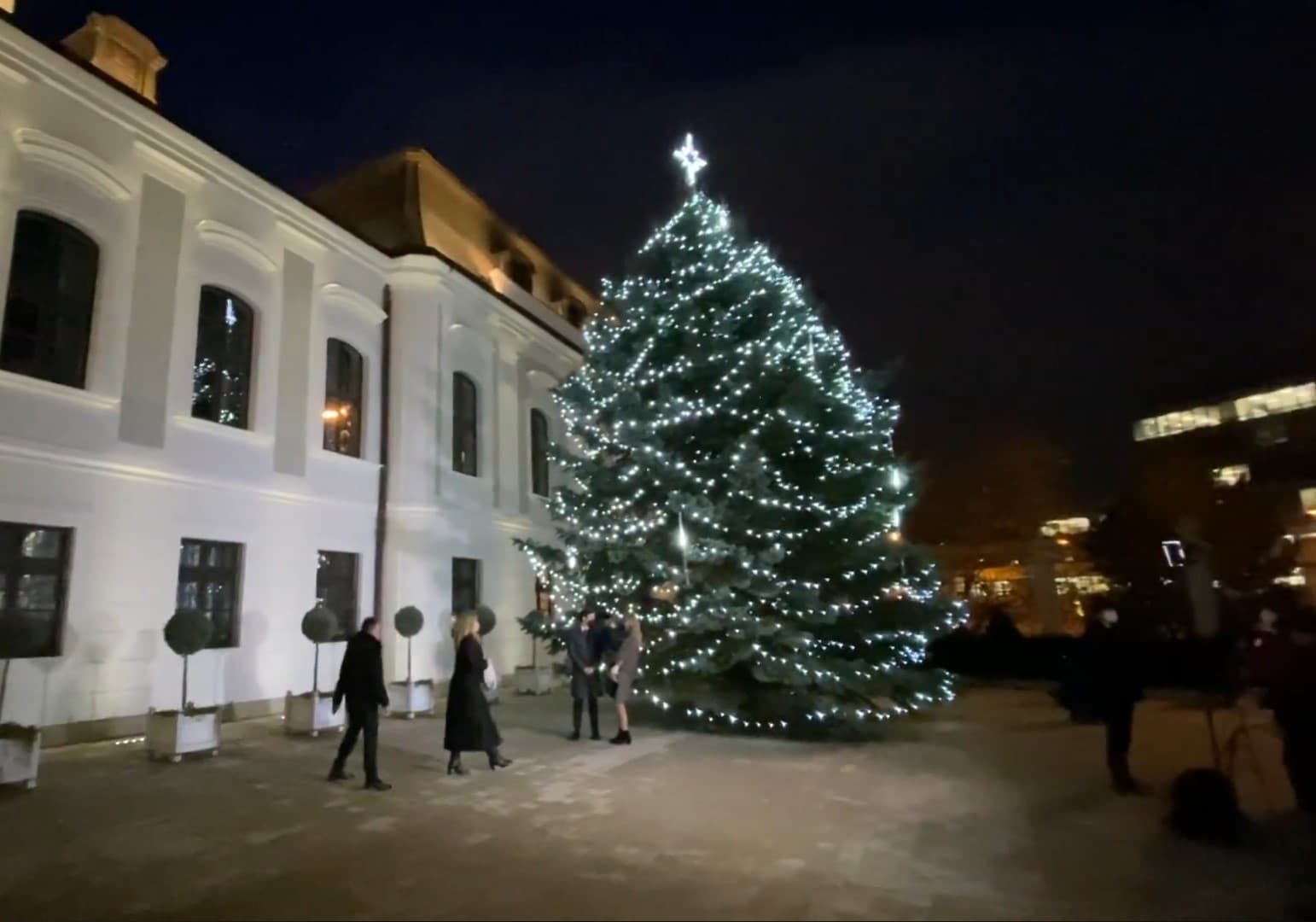 Fénybe borult az elnöki palota előtti karácsonyfa