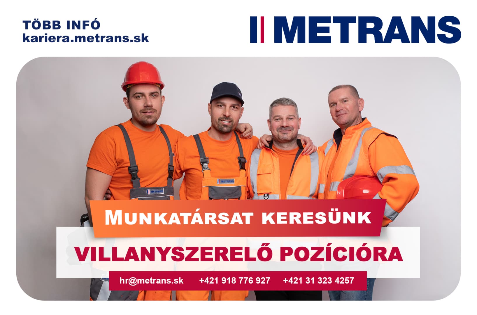 Munkatársakat keres villanyszerelő pozícióra a METRANS vállalat Dunaszerdahelyen!